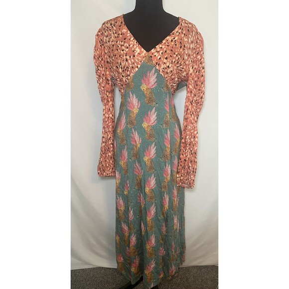 Never‎ Fully Dressed Colorful Cheetah Long Sleeve Midi Modest Dress US 6 - Picture 2 of 16
